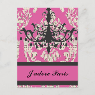 Vintage Rosa Damask  Ljuskrona paris mode Vykort