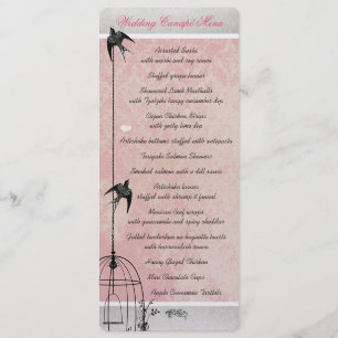 Vintage Rosa Damast Fågelbur Save the Date Meny