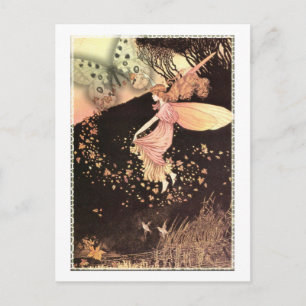 Vintage Rosa Dreams Fairy Postcard Vykort