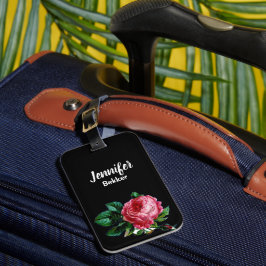 Vintage rosa - eget namn svart bagagebricka
