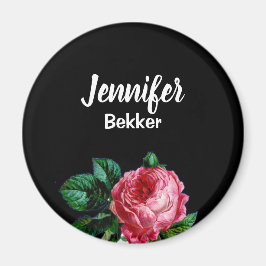 Vintage rosa - eget namn svart magnet