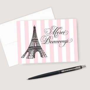 Vintage Rosa Eiffel Torn Paris Möhippa Tack Kort