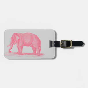 Vintage Rosa Elephant on Grått 1800s Elephants Bagagebricka