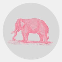 Vintage Rosa Elephant on Grått 1800s Elephants