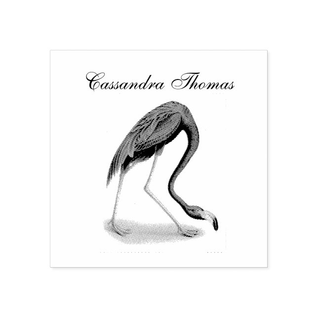 Vintage Rosa Flamingo #1 Namn Stämpel (Tryck)