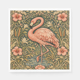 Vintage rosa flamingo art nouveau-design pappersservett