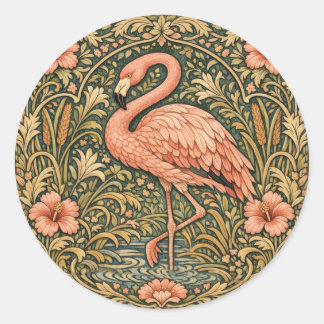 Vintage Rosa Flamingo art nouveau-design Runt Klistermärke