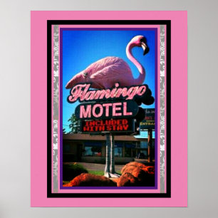 Vintage Rosa Flamingo Motel på en Poster