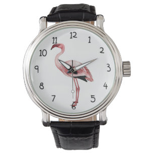 Vintage Rosa Flamingo Painting Armbandsur