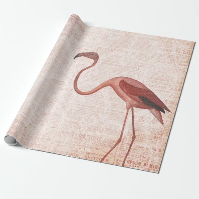 Vintage Rosa Flamingo Presentpapper (Utrullad)