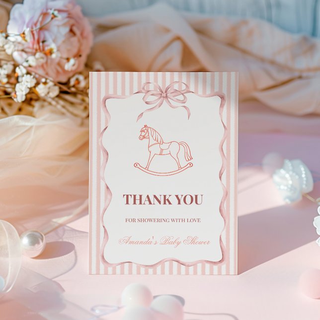 Vintage Rosa Flickhäst Baby Shower Tack Kort (Skapare uppladdad)