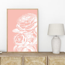 Vintage Rosa Flower Art Söt Botanical