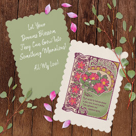 Vintage Rosa Flower Encouragement och Dreams Card