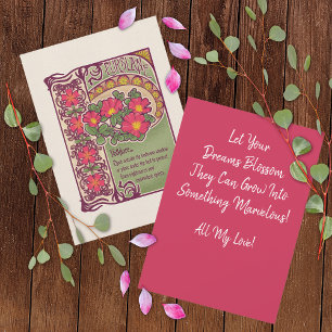 Vintage Rosa Flower Encouragement och Dreams Card