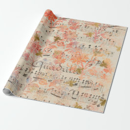 Vintage Rosa Flower Music Honungsbi Presentpapper