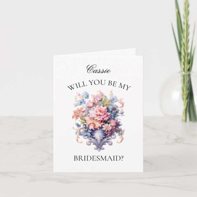 Vintage Rosa Flowers Bridesmaid Frieri Inbjudan (Framsida)