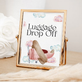 Vintage Rosa Flygplans Bagageavlämningsfest Skylt