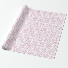 Vintage Rosa Födelsedagstårta Presentpapper