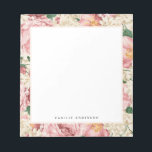 Vintage Rosa Garden Ro Mönster Personlig Anteckningsblock<br><div class="desc">anteckningsblock för blommigt av anpassade. Den har en vattenfärg mönster i rosa ro och elfenben. Anpassa den genom att lägga till namn och annan information. Anteckningsblocket blommönster är perfekt som gåva.</div>