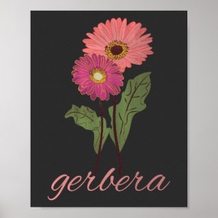 vintage rosa gerbera för blommälskare poster
