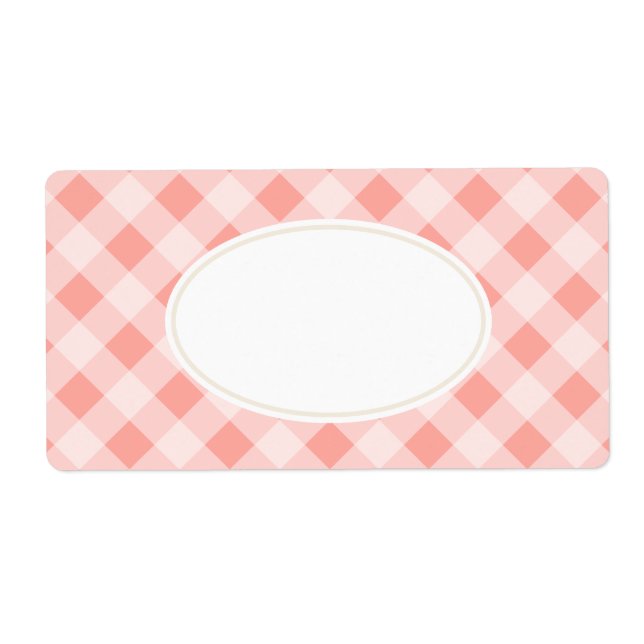 Vintage Rosa Gingham-etiketter Fraktsedel (Framsidan)