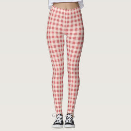 Vintage Rosa Gingham Seamless Mönster Leggings