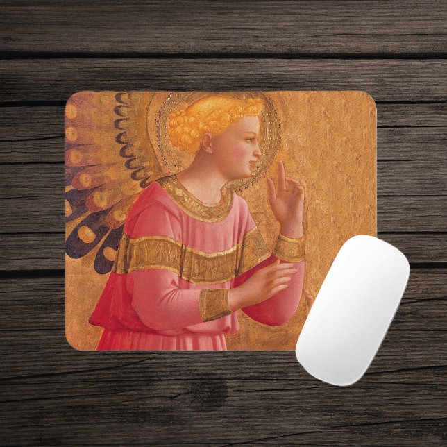 Vintage Rosa Golden Christian Angel Musmatta (Holy Christian angel figure pink gold dress on mousepad.)