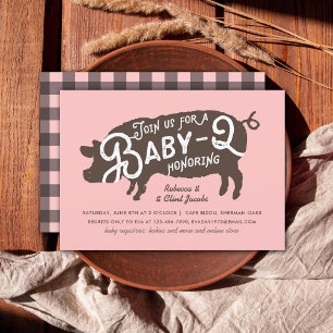 Vintage Rosa Gris Baby-Q BBQ Baby Shower Inbjudningar