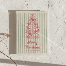 Vintage Rosa Grönt Bows Träd jul, ej foto, ej foto