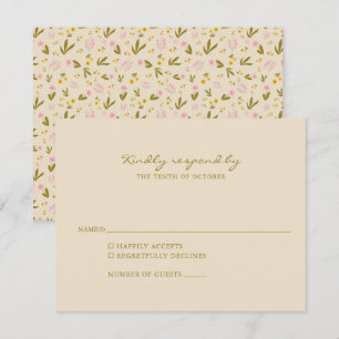 Vintage Rosa Grönt Flowers Bröllop Simple OSA Kort