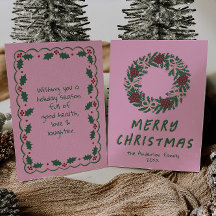 Vintage Rosa Grönt Utandning jul - ej fotfoto