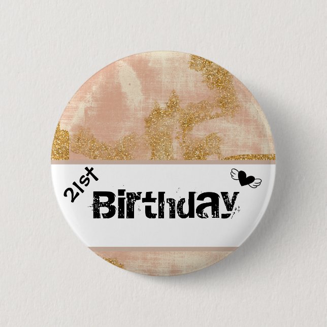 *~* Vintage Rosa Guld Glitter Golden Distress Knapp (Framsida)