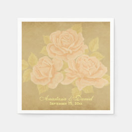 Vintage  rosa guld romantik ro bröllop pappersservett