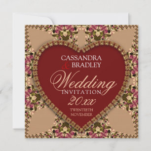 Vintage Rosa Guld Spets Bröllopsinbjudningar Inbjudningar