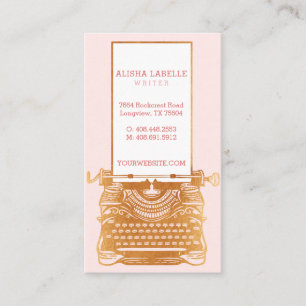 Vintage Rosa & Guld Underwood Typewriter Monogram Visitkort