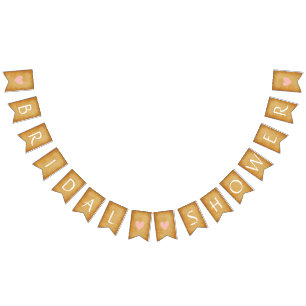 Vintage Rosa Hearts Brown Möhippa Decor Vimplar