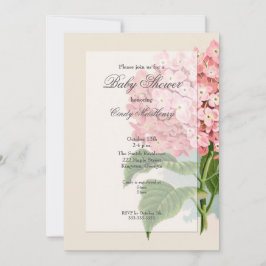 Vintage Rosa Hydrangea Blommigt Baby Shower Inbjudningar