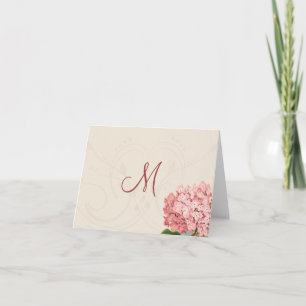 Vintage Rosa Hydrangea Monogram Note Cards Anteckningskort