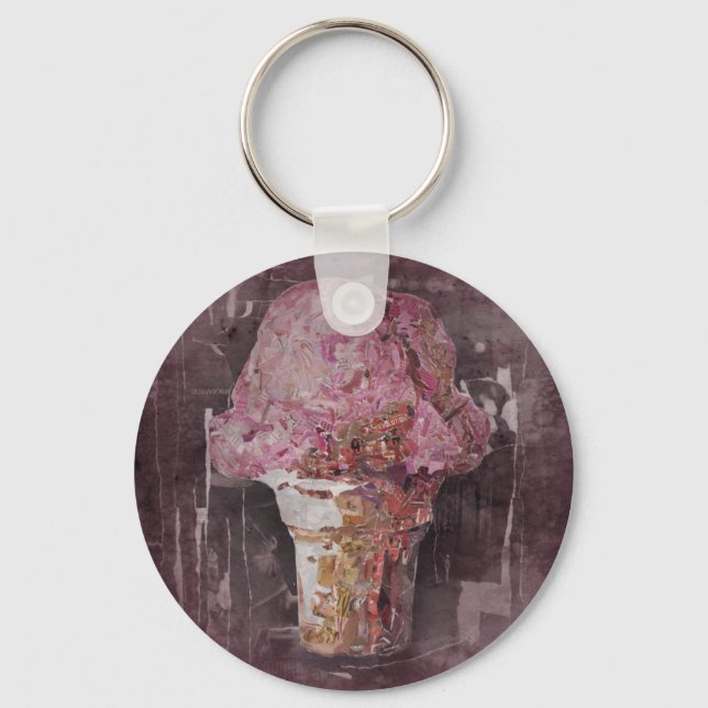 Vintage Rosa Ice Cream Nyckelring (Framsida)