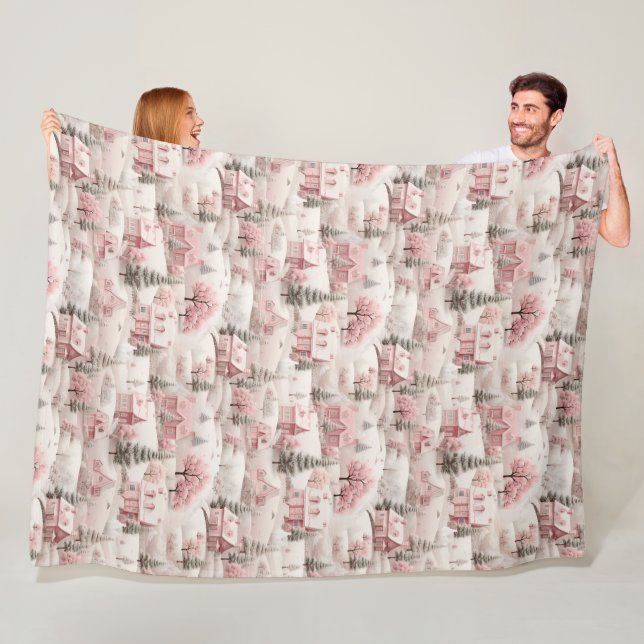 Vintage Rosa jul Fleecefilt (På plats)