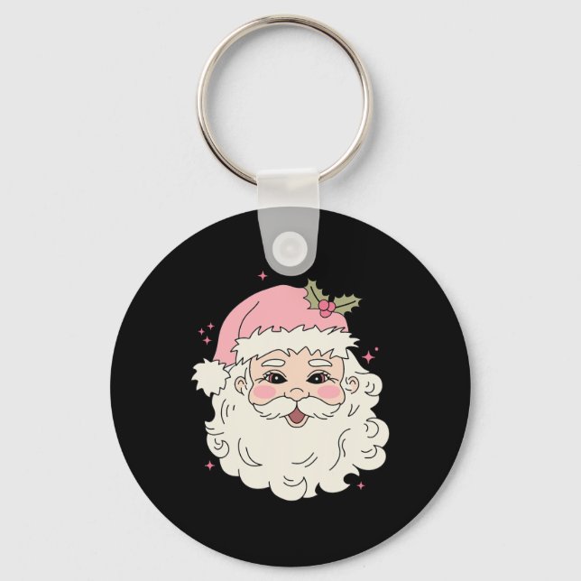 Vintage Rosa jul Jultomten God jul Wome Nyckelring (Framsida)