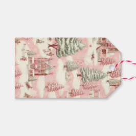 Vintage Rosa jul Presentetikett