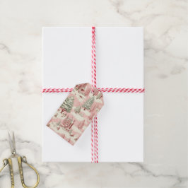 Vintage Rosa jul Presentetikett
