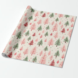 Vintage Rosa Julgran Presentpapper