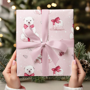 Vintage Rosa julklapp med rött strå Presentpapper