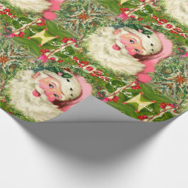 Vintage Rosa jultomte för jul 30 x 6' Presentpapper