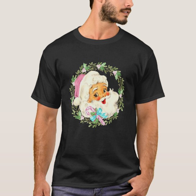 Vintage Rosa Jultomten Rosa jul T Shirt (Framsida)