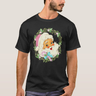 Vintage Rosa Jultomten Rosa juldesign T Shirt