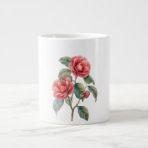Vintage Rosa Kamelia Botanisk Konst Mugg