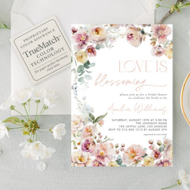 Vintage Rosa Kärlek är blomstrande Möhippa Inbjudningar (Skapare uppladdad)